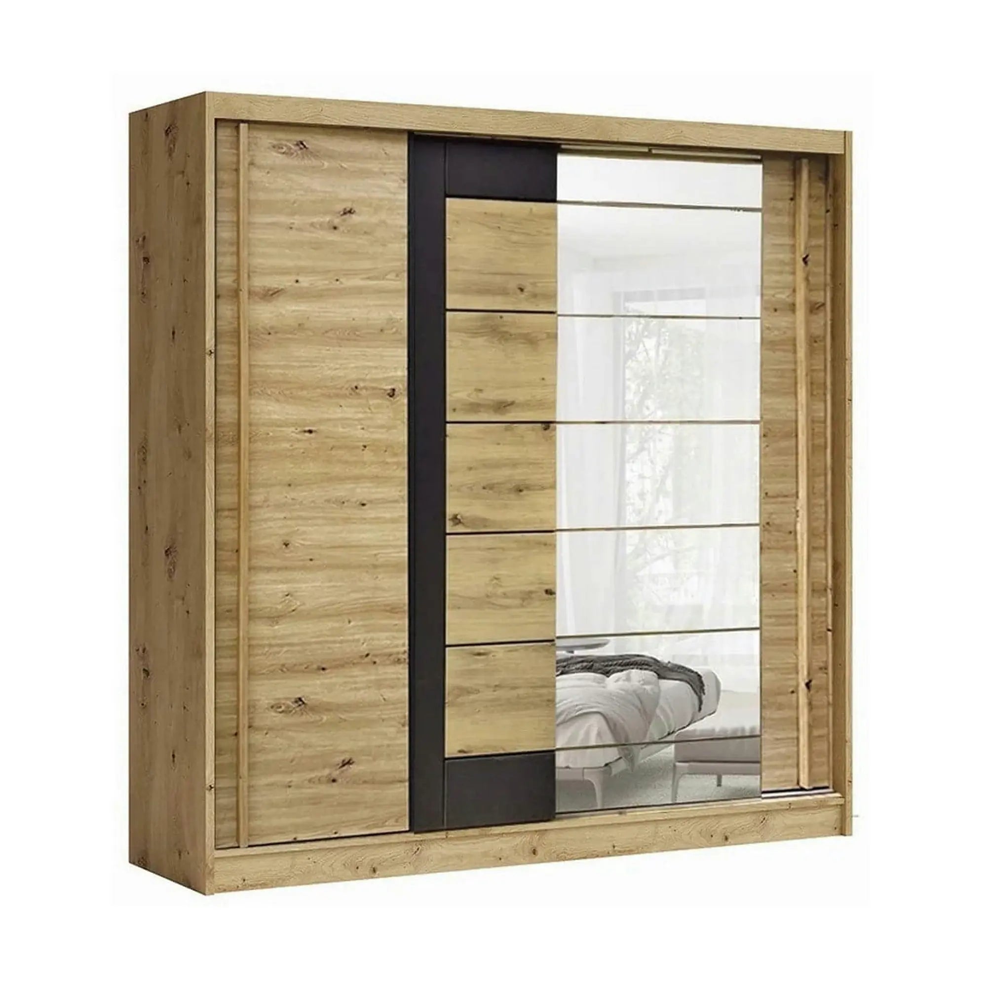 Dressing AVANTGARDE AV4-20, stejar artisan/gri grafit, PAL, cu 2 usi, 200x59x215 cm