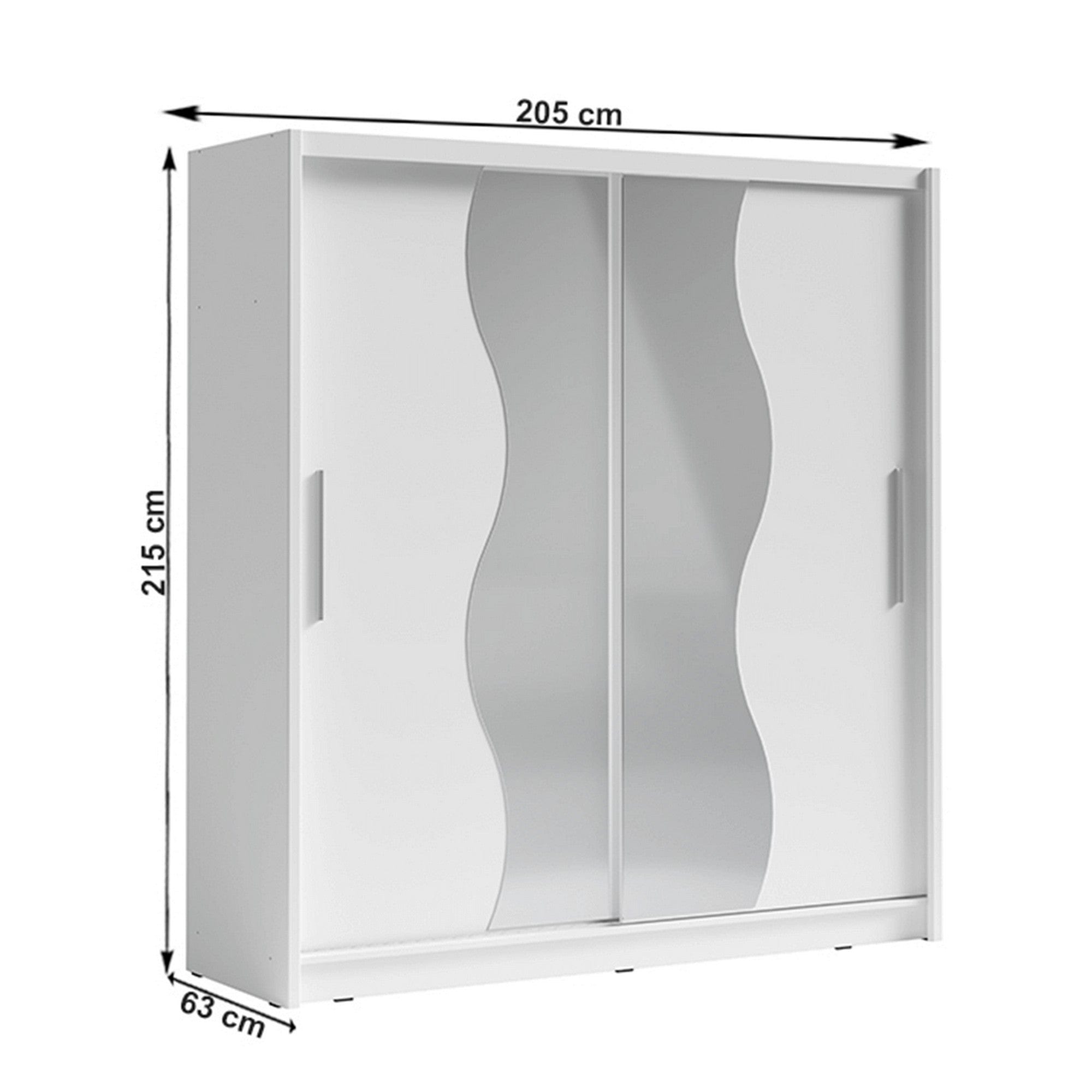 Dressing BIRGAMO TYP 1, alb, DTD laminat, cu 2 usi, 205x63x215 cm