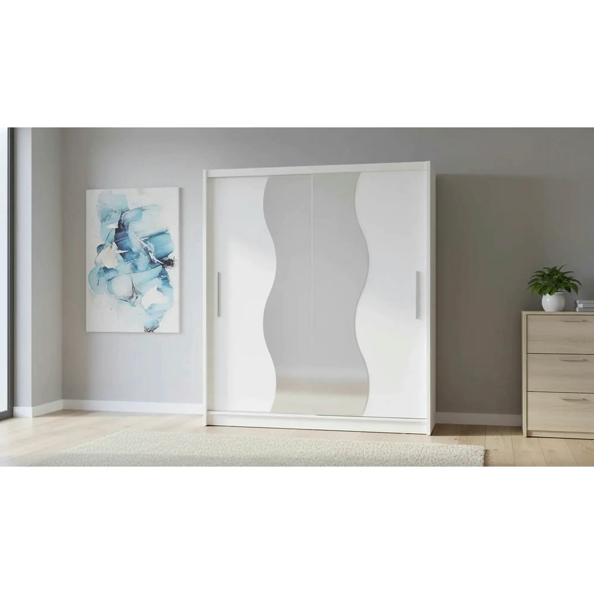 Dressing BIRGAMO TYP 1, alb, DTD laminat, cu 2 usi, 205x63x215 cm