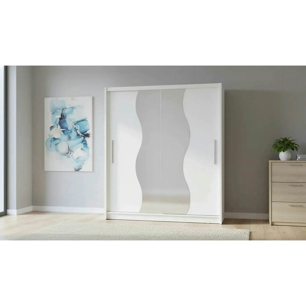 Dressing BIRGAMO TYP 1, alb, DTD laminat, cu 2 usi, 205x63x215 cm