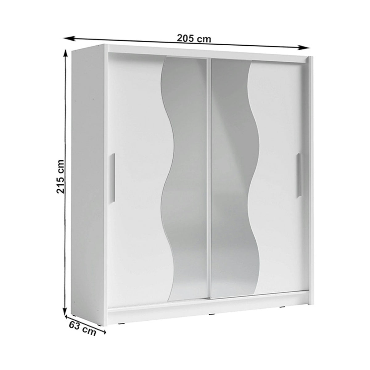Dressing BIRGAMO TYP 1, alb, DTD laminat, cu 2 usi, 205x63x215 cm