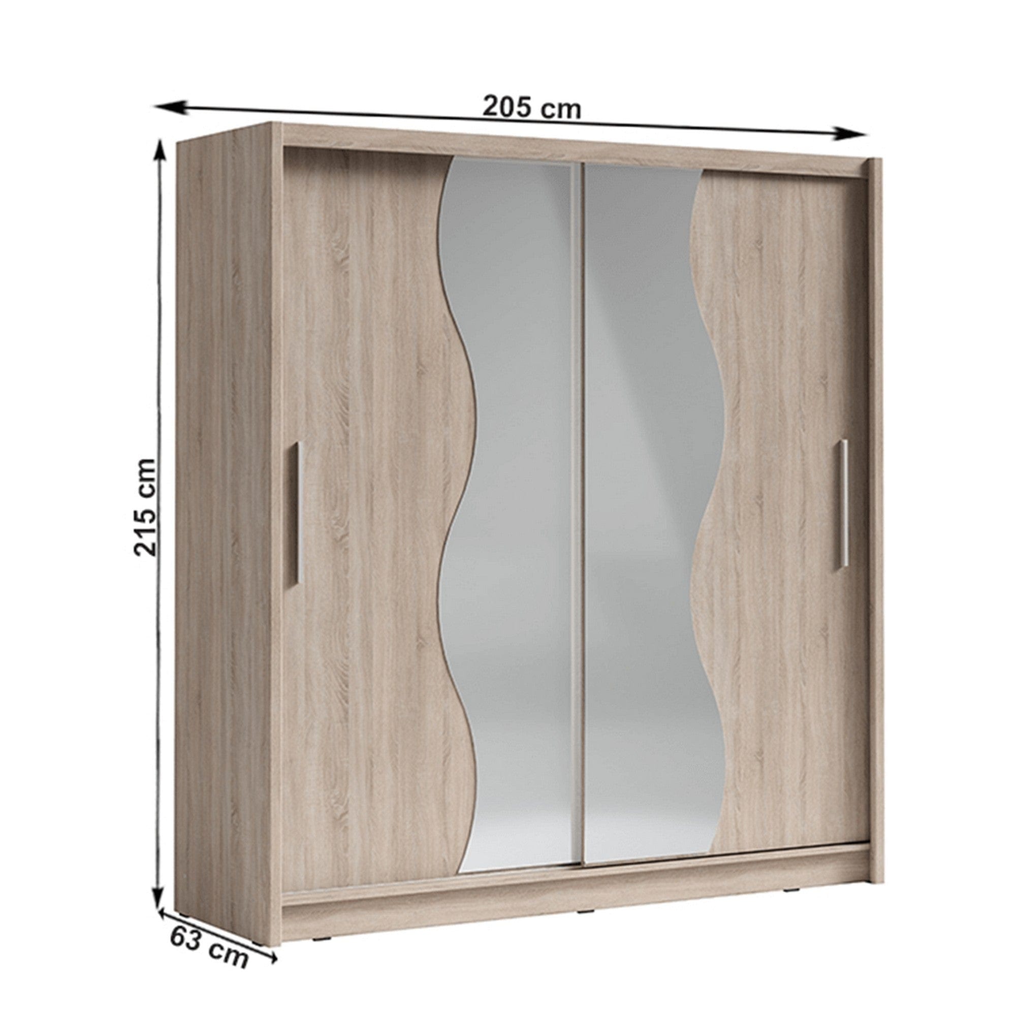 Dressing BIRGAMO TYP 1, stejar sonoma, DTD laminat, cu 2 usi, 205x63x215 cm