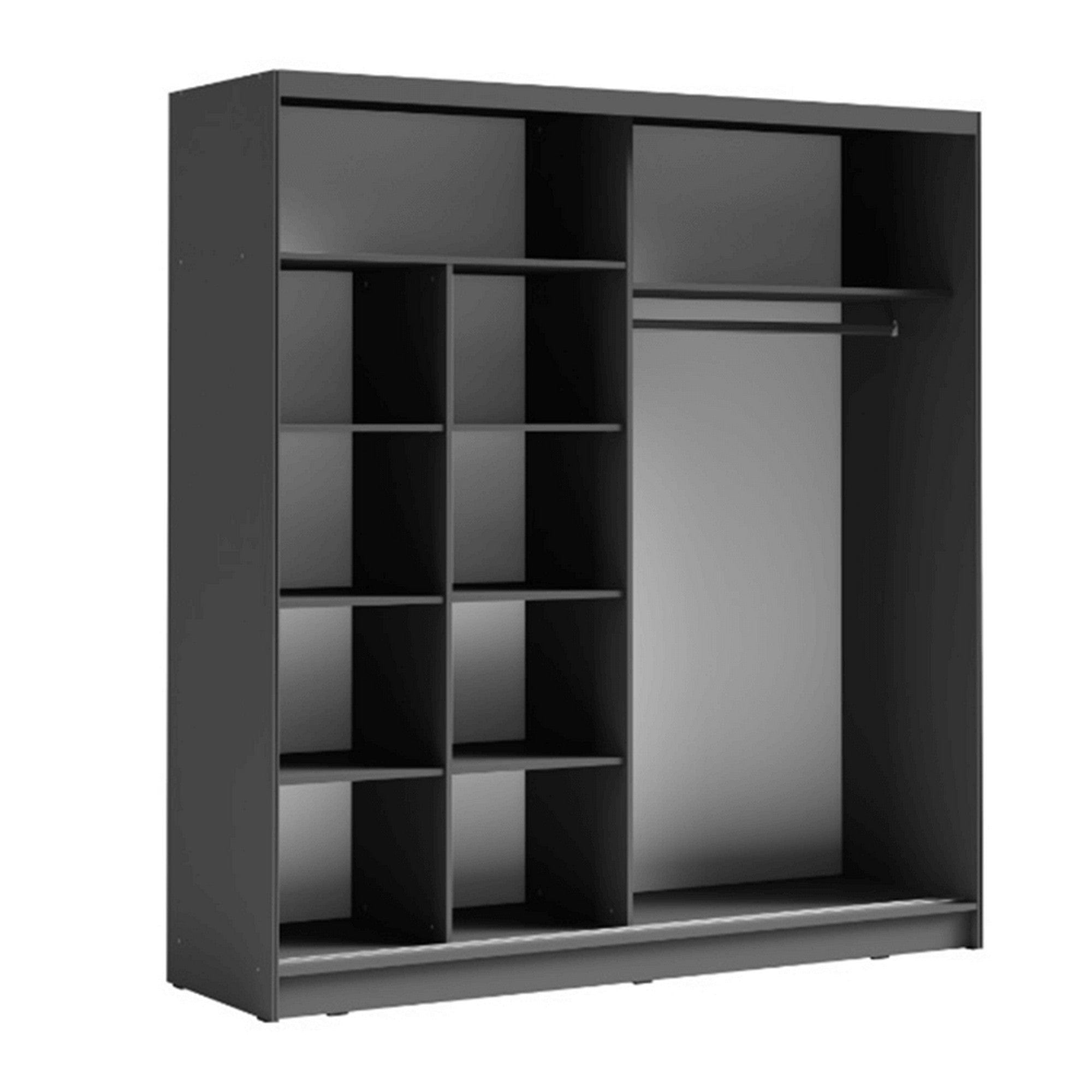 Dressing BIRGAMO TYP 2, gri inchis/gri grafit, DTD laminat, cu 2 usi, 205x63x215 cm