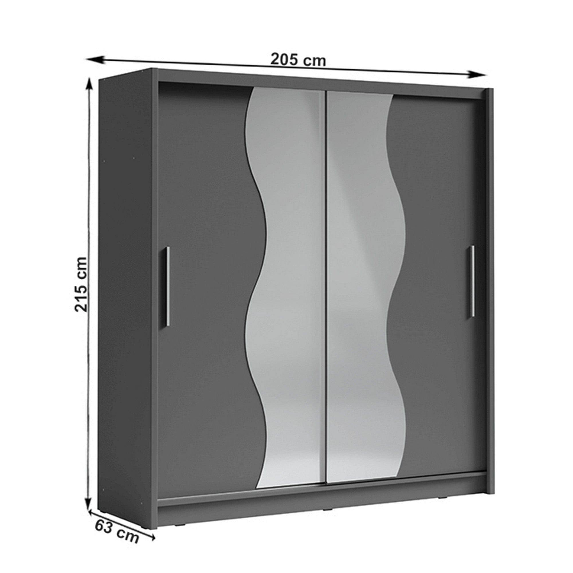 Dressing BIRGAMO TYP 2, gri inchis/gri grafit, DTD laminat, cu 2 usi, 205x63x215 cm