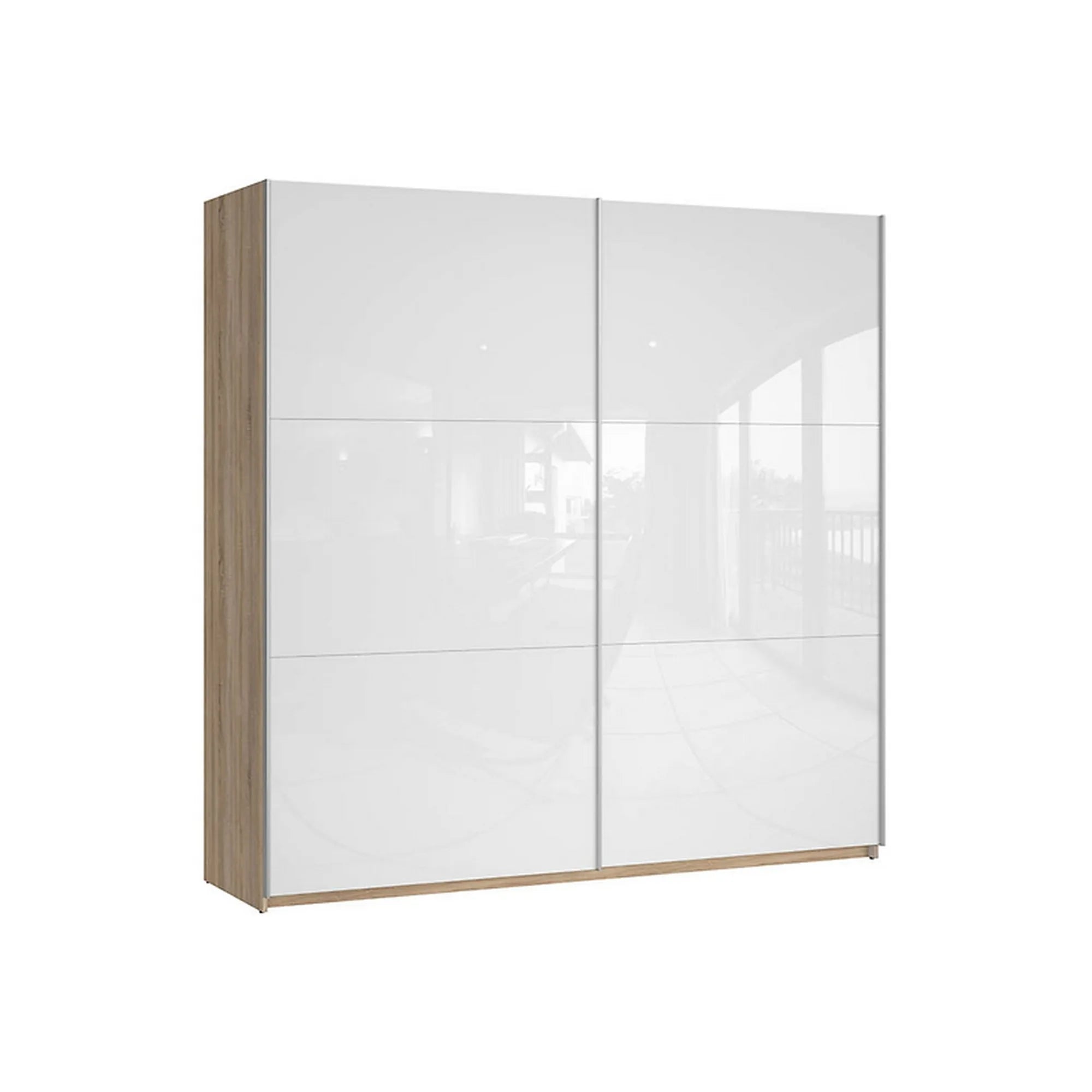 Dressing COLIN, alb lucios/stejar sonoma, PAL, cu 2 usi, 220x60x219 cm