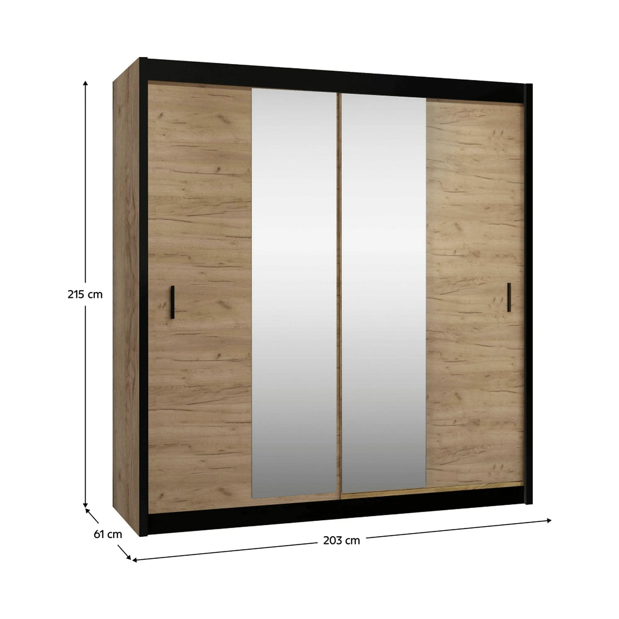 Dressing CRAFT, stejar craft/negru, PAL melaminat, 203x61x215 cm