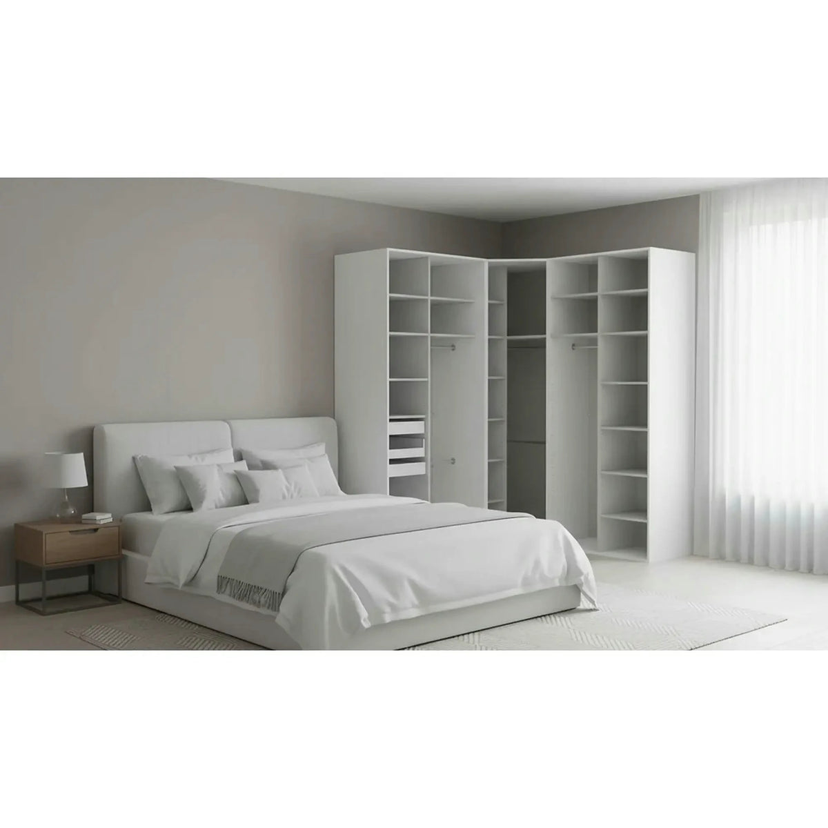 Dressing de colt FLEX, alb, PAL, 223x203x240 cm