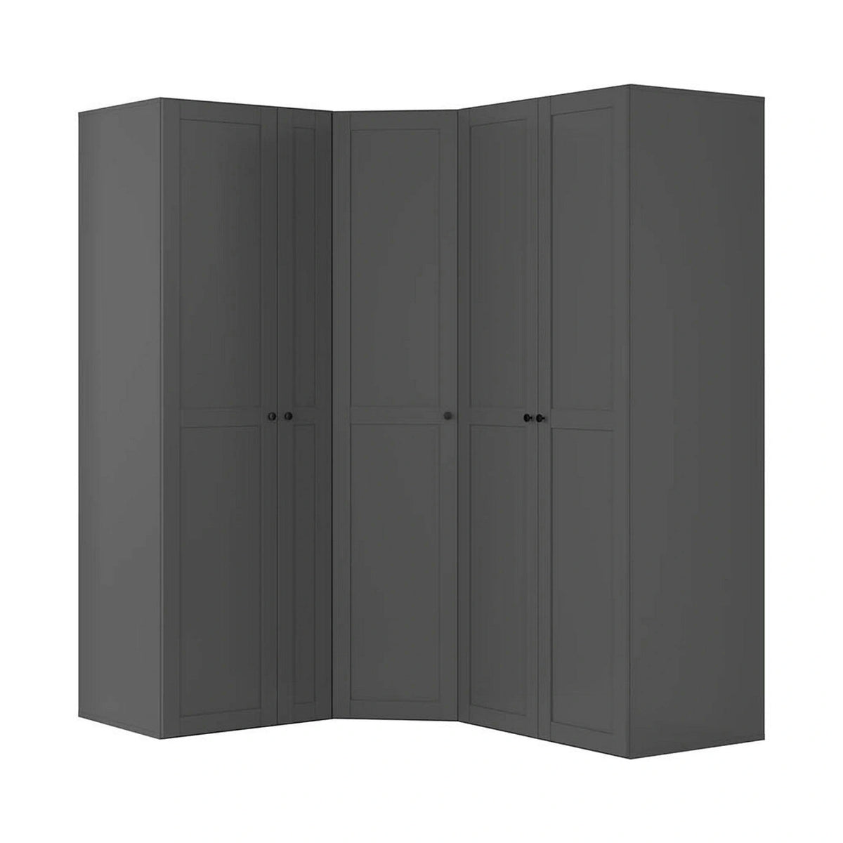 Dressing de colt FLEX, gri grafit, PAL, cu 5 usi, 203x178x240 cm