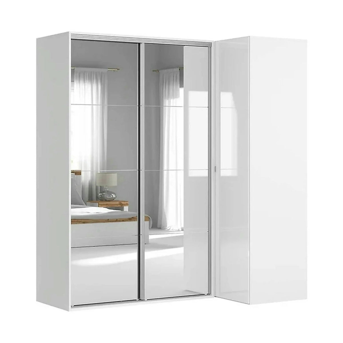 Dressing FLEX, alb lucios, PAL, cu 3 usi, 220x116x240 cm