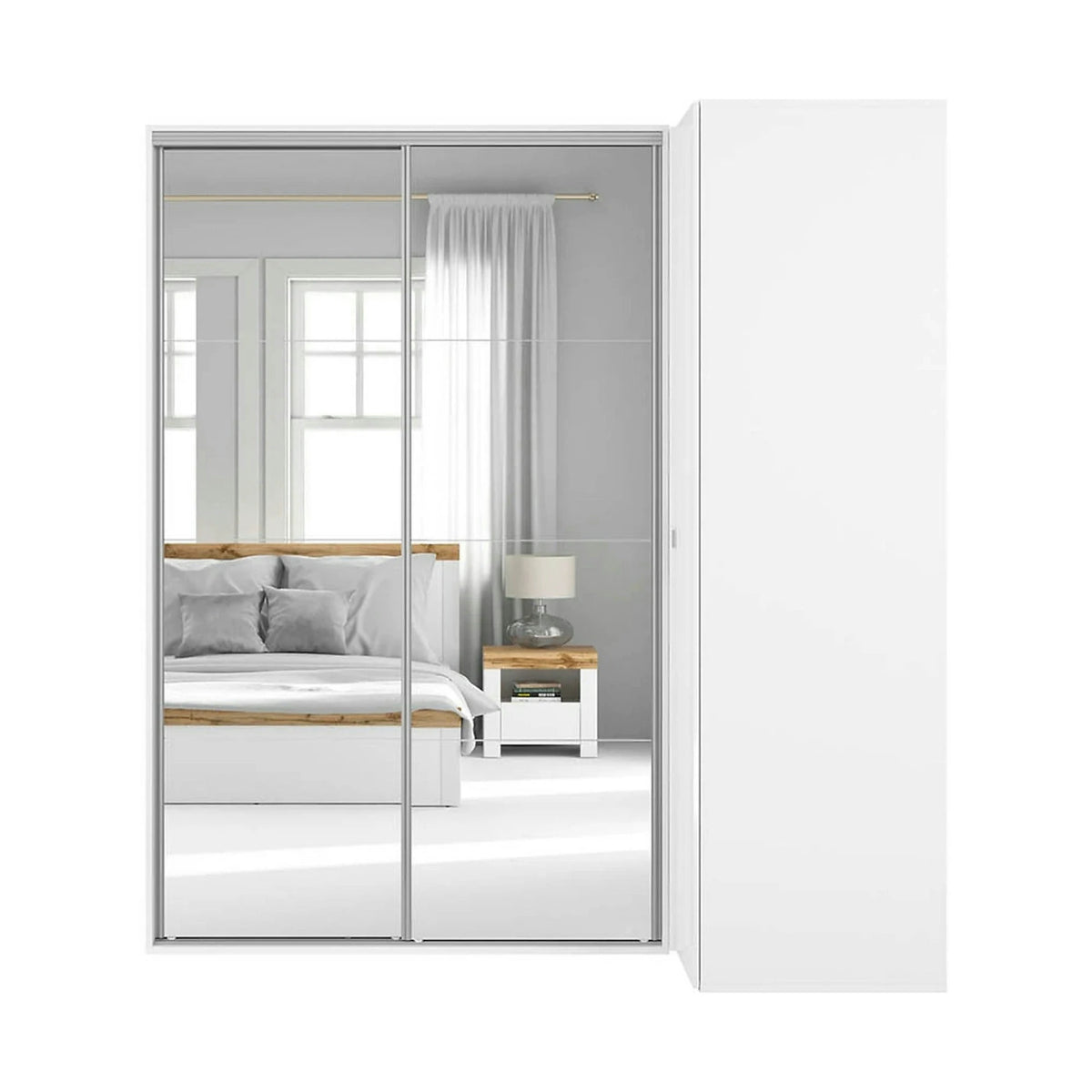 Dressing FLEX, alb lucios, PAL, cu 3 usi, 220x116x240 cm
