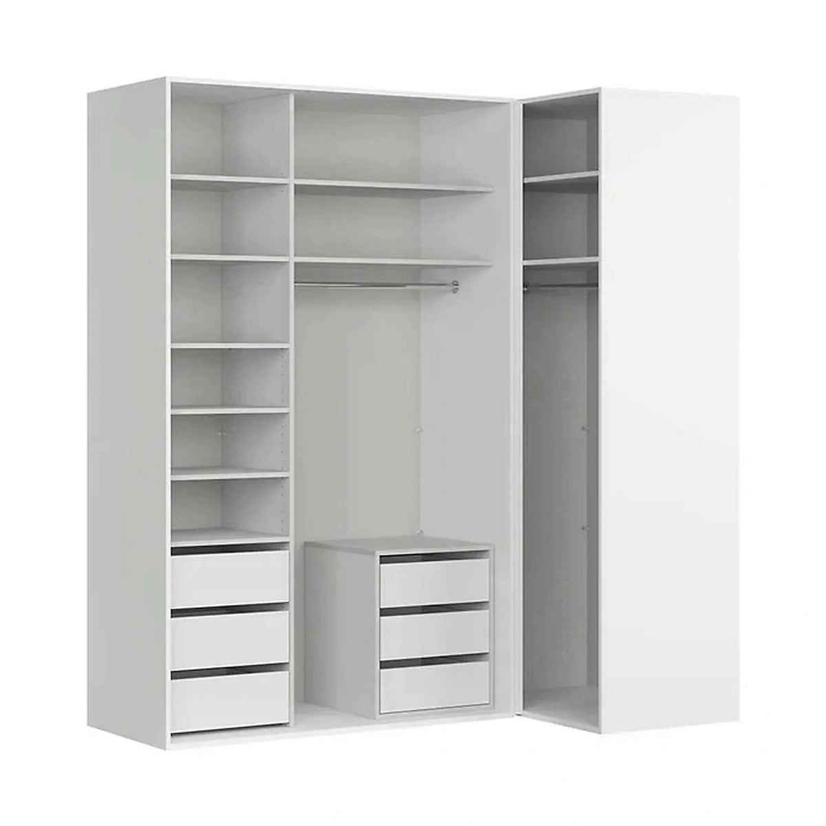 Dressing FLEX, alb lucios, PAL, cu 3 usi, 220x116x240 cm