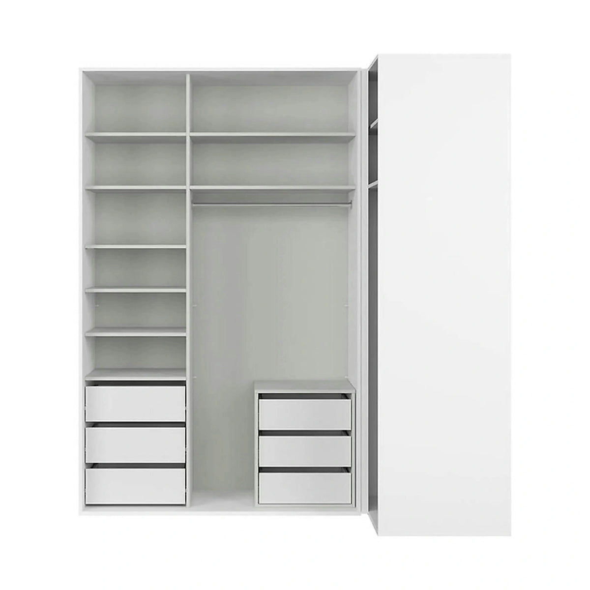 Dressing FLEX, alb lucios, PAL, cu 3 usi, 220x116x240 cm