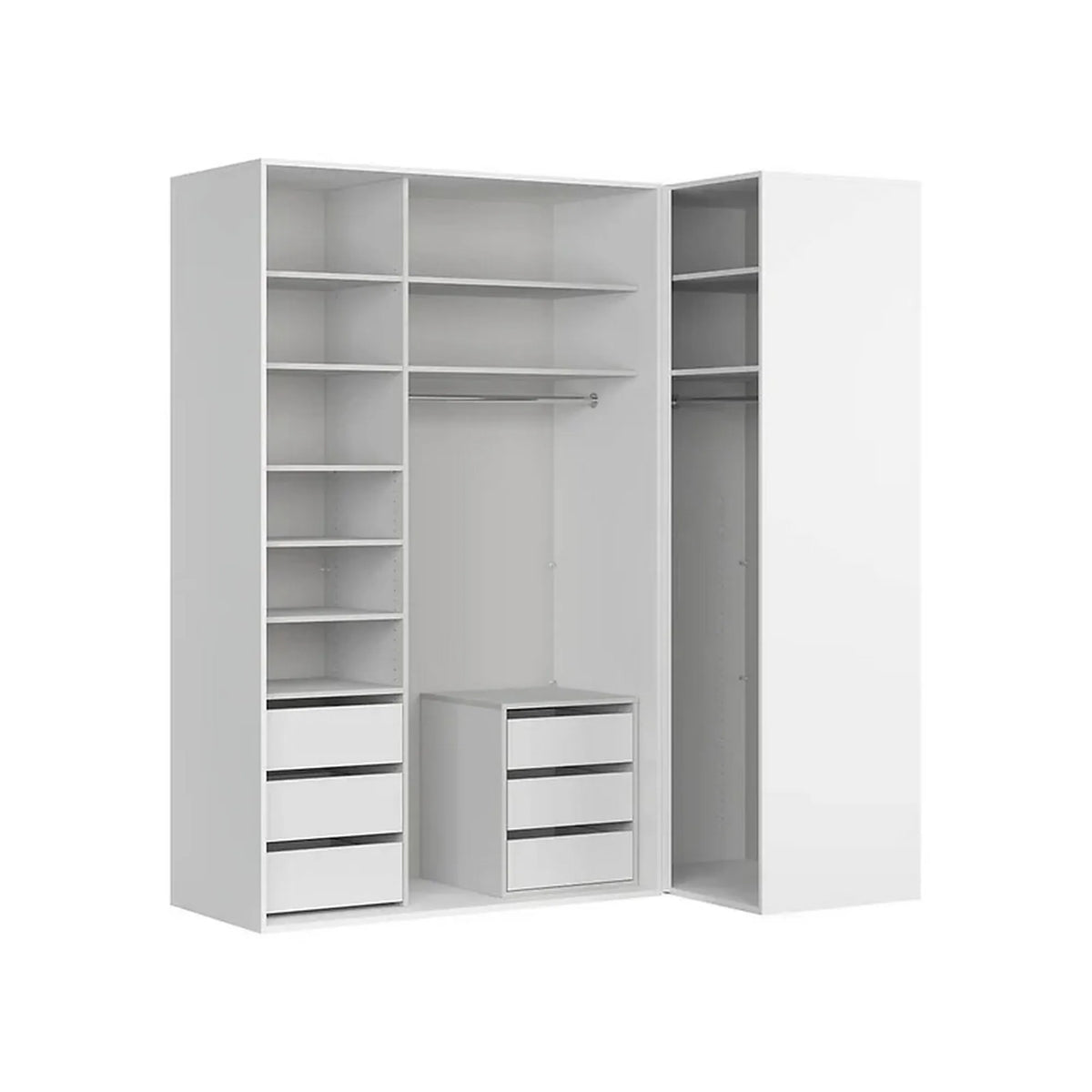 Dressing FLEX, alb lucios, PAL, cu 3 usi, 220x116x240 cm