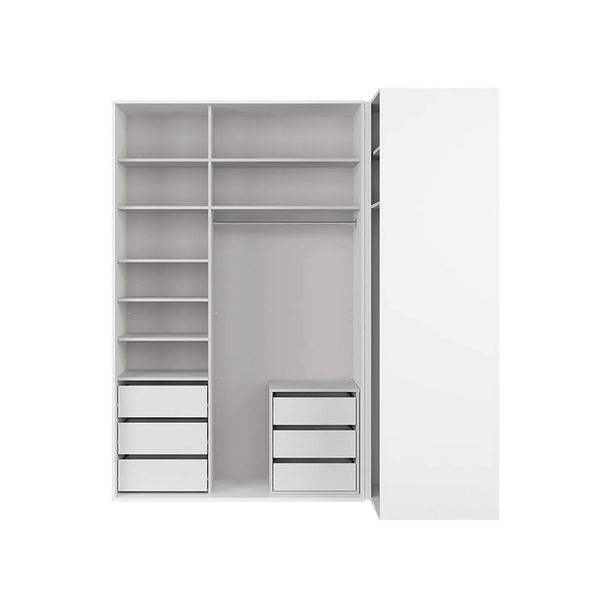 Dressing FLEX, alb lucios, PAL, cu 3 usi, 220x116x240 cm