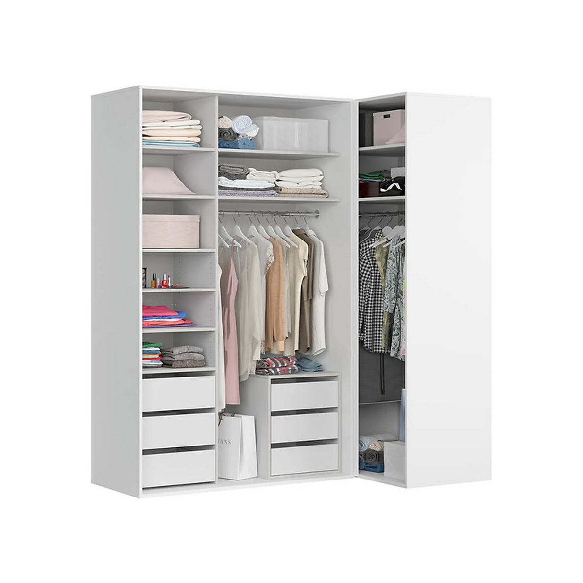 Dressing FLEX, alb lucios, PAL, cu 3 usi, 220x116x240 cm