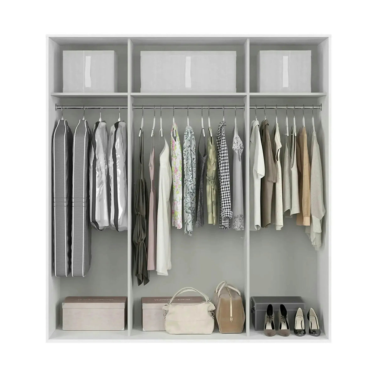 Dressing FLEX, alb, PAL, cu 2 usi, 200x66x218 cm