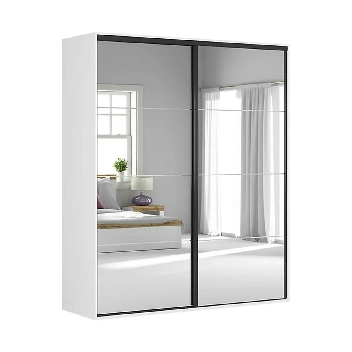 Dressing FLEX, alb, PAL, cu 2 usi si oglinda, 200x66x240 cm