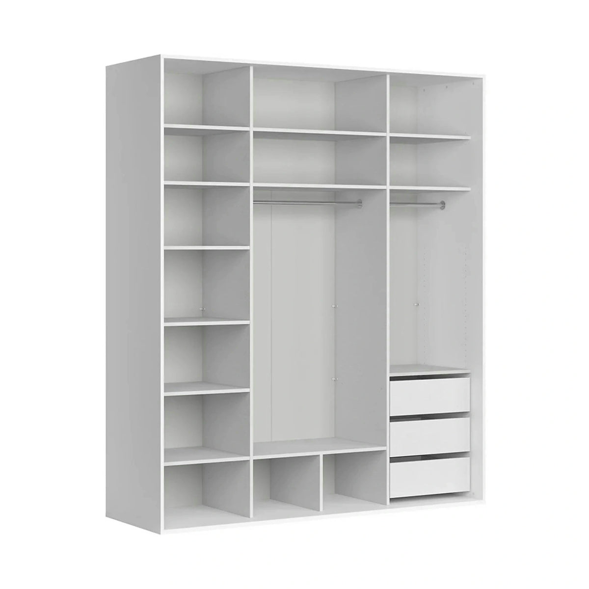 Dressing FLEX, alb, PAL, cu 2 usi si oglinda, 200x66x240 cm