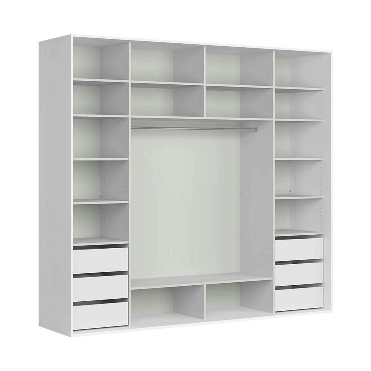 Dressing FLEX, alb, PAL, cu 2 usi si oglinda, 260x66x240 cm