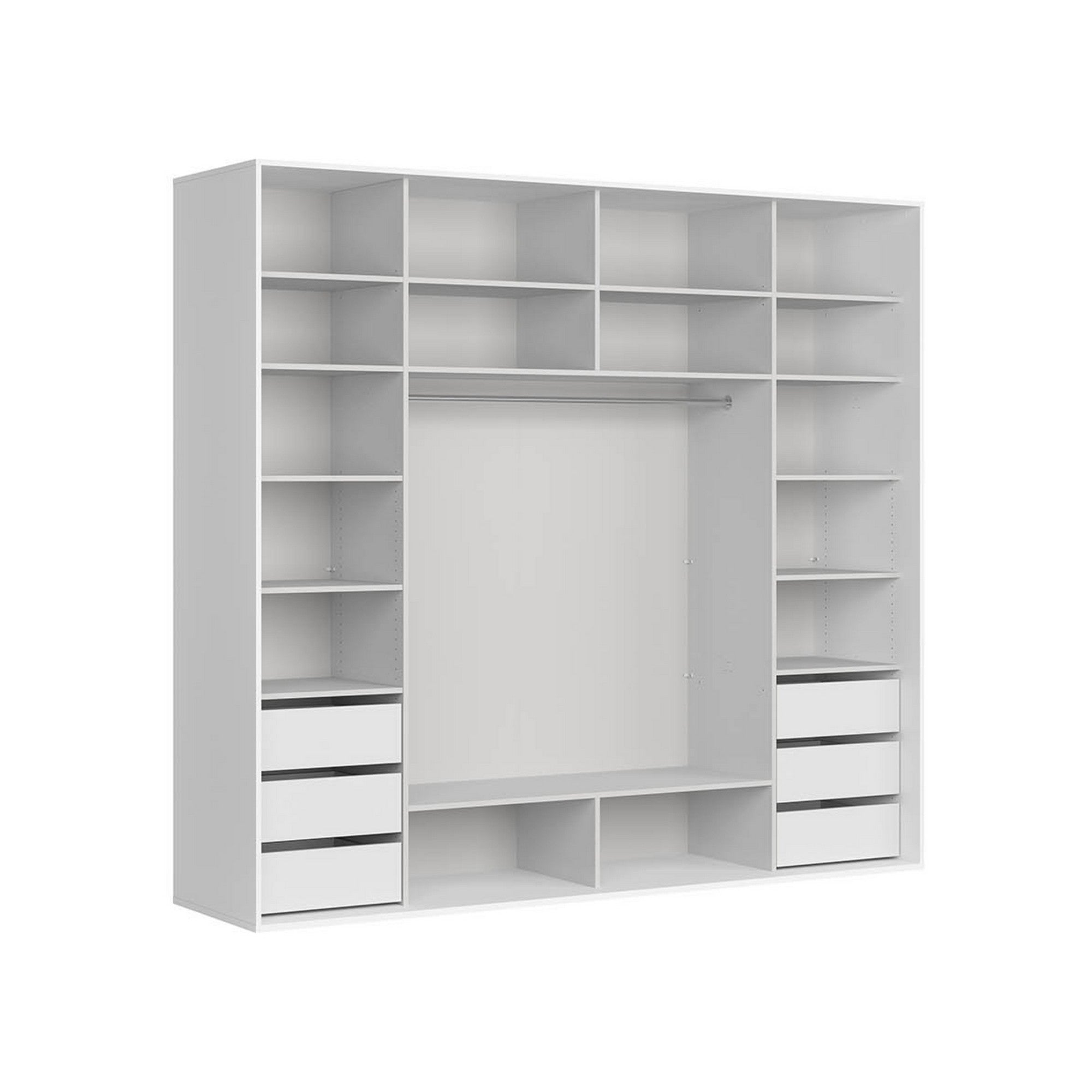 Dressing FLEX, alb, PAL, cu 2 usi si oglinda, 260x66x240 cm