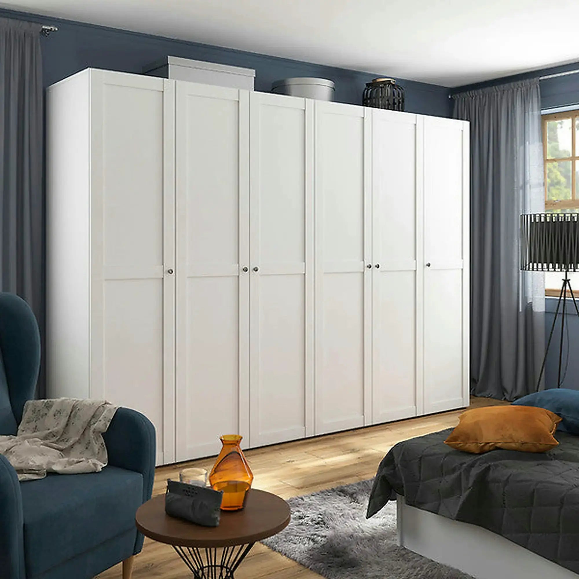 Dressing FLEX, alb, PAL, cu 4 usi, 200x66x240 cm
