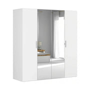 Dressing FLEX, alb, PAL, cu 4 usi si oglinda, 200x66x218 cm