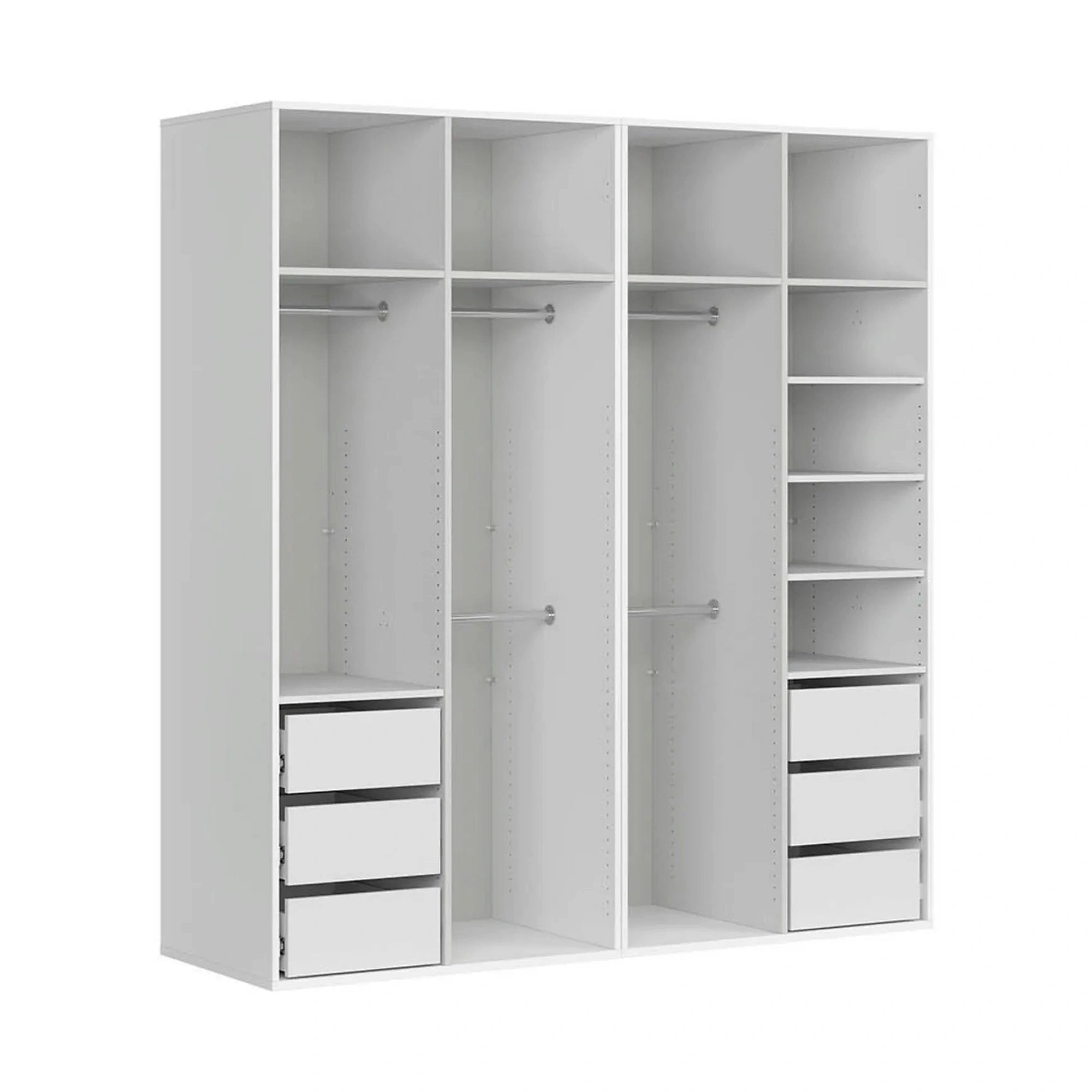 Dressing FLEX, alb, PAL, cu 4 usi si oglinda, 200x66x218 cm