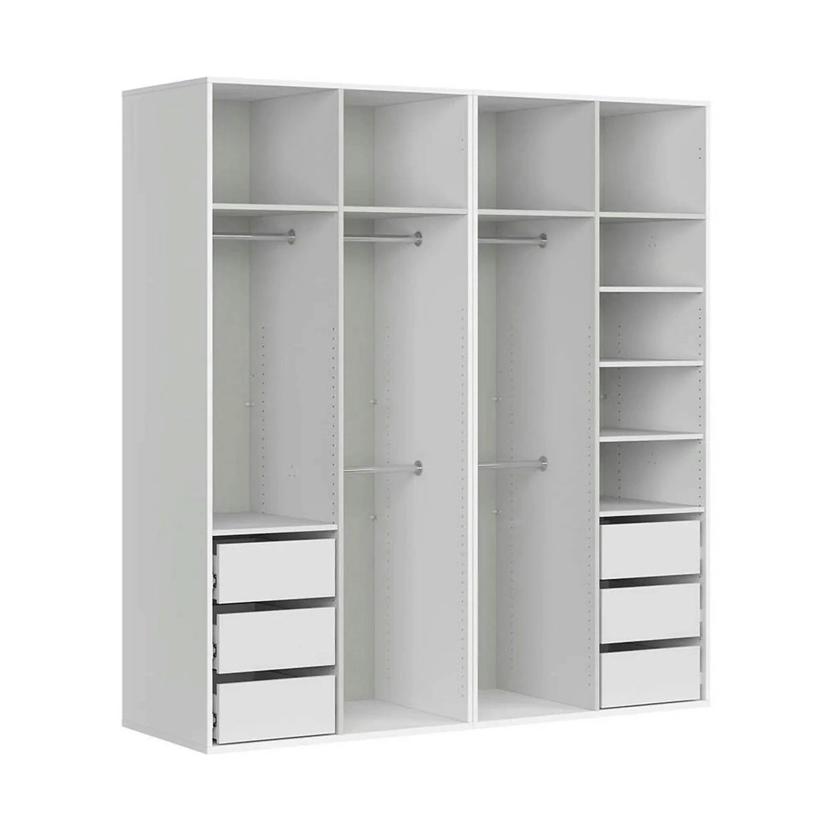 Dressing FLEX, alb, PAL, cu 4 usi si oglinda, 200x66x218 cm