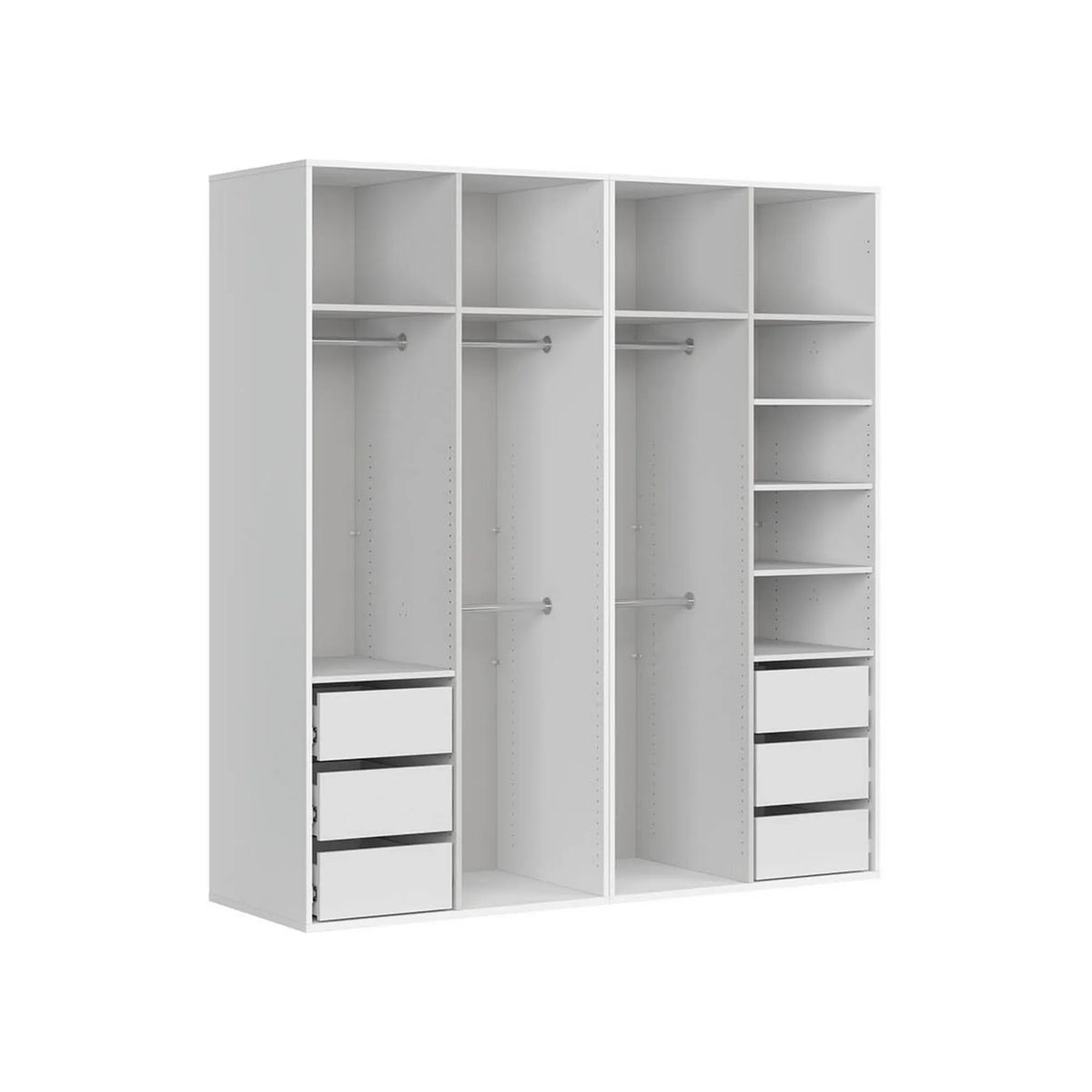 Dressing FLEX, alb, PAL, cu 4 usi si oglinda, 200x66x218 cm