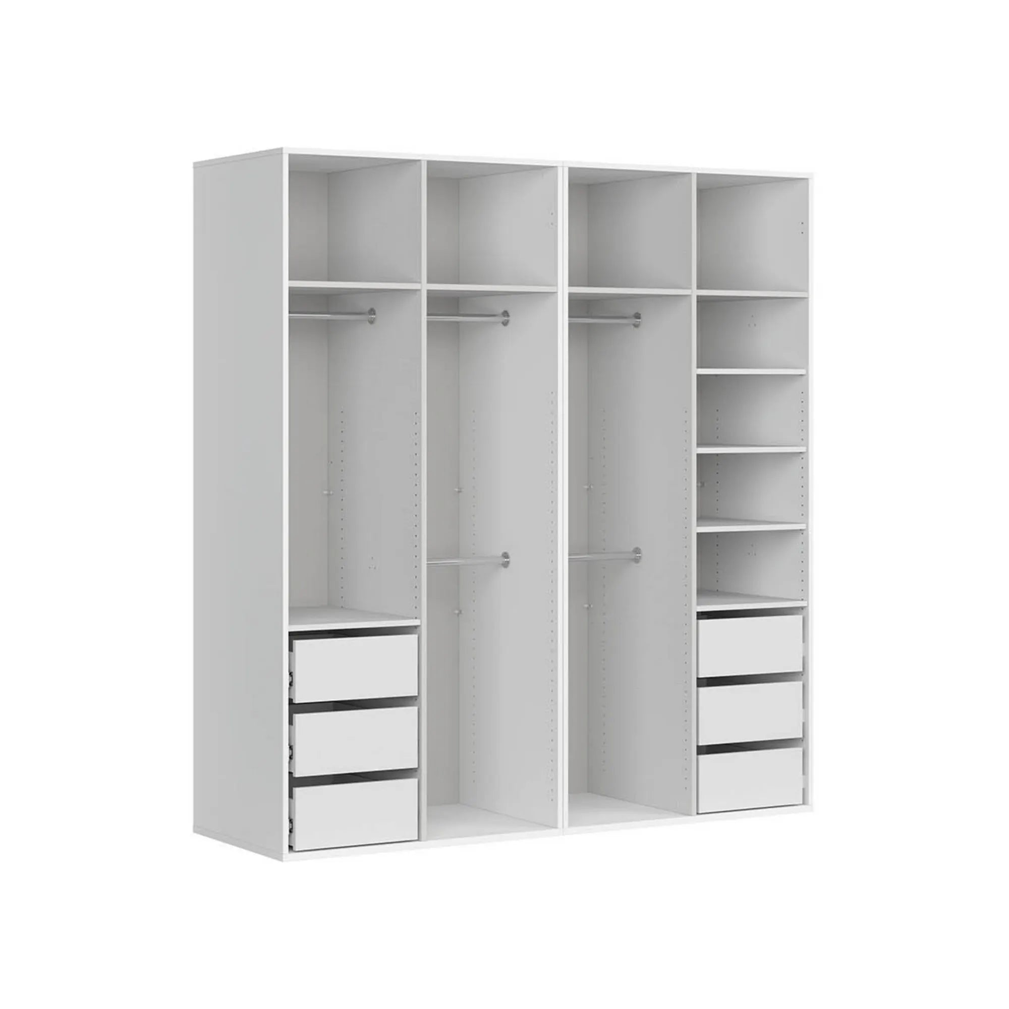 Dressing FLEX, alb, PAL, cu 4 usi si oglinda, 200x66x218 cm