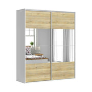Dressing FLEX, alb/stejar, PAL, cu 2 usi, 200x66x240 cm