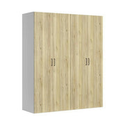 Dressing FLEX, alb/stejar, PAL, cu 4 usi, 200x66x240 cm