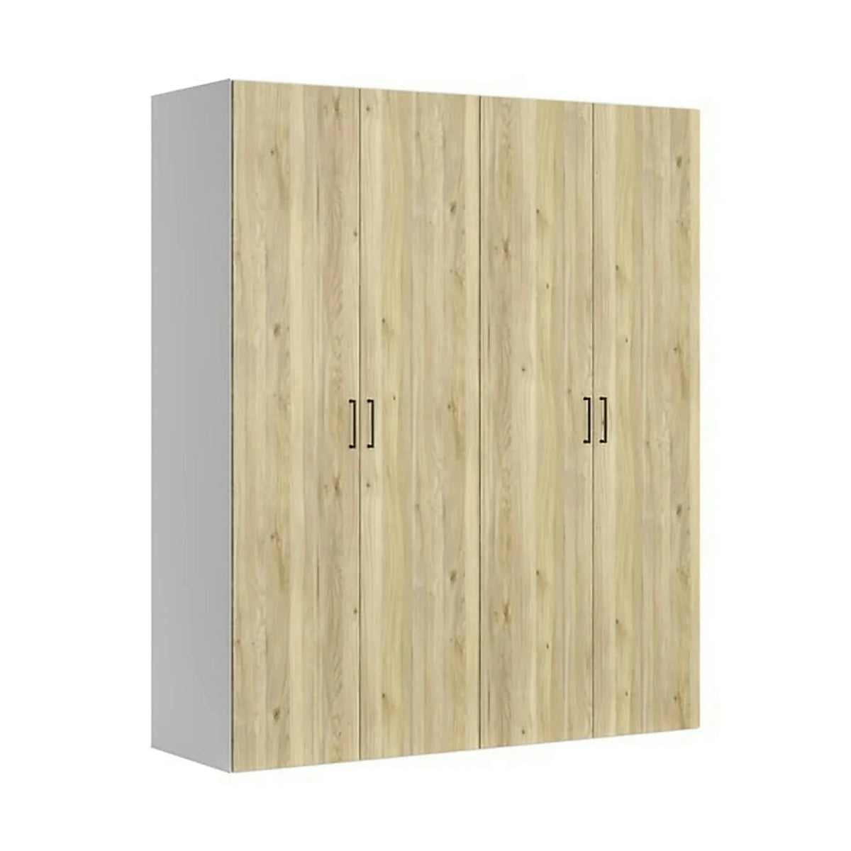 Dressing FLEX, alb/stejar, PAL, cu 4 usi, 200x66x240 cm