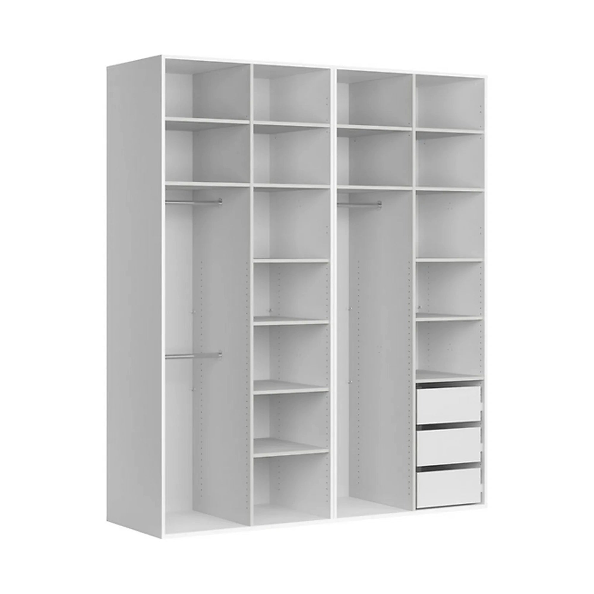 Dressing FLEX, alb/stejar, PAL, cu 4 usi, 200x66x240 cm