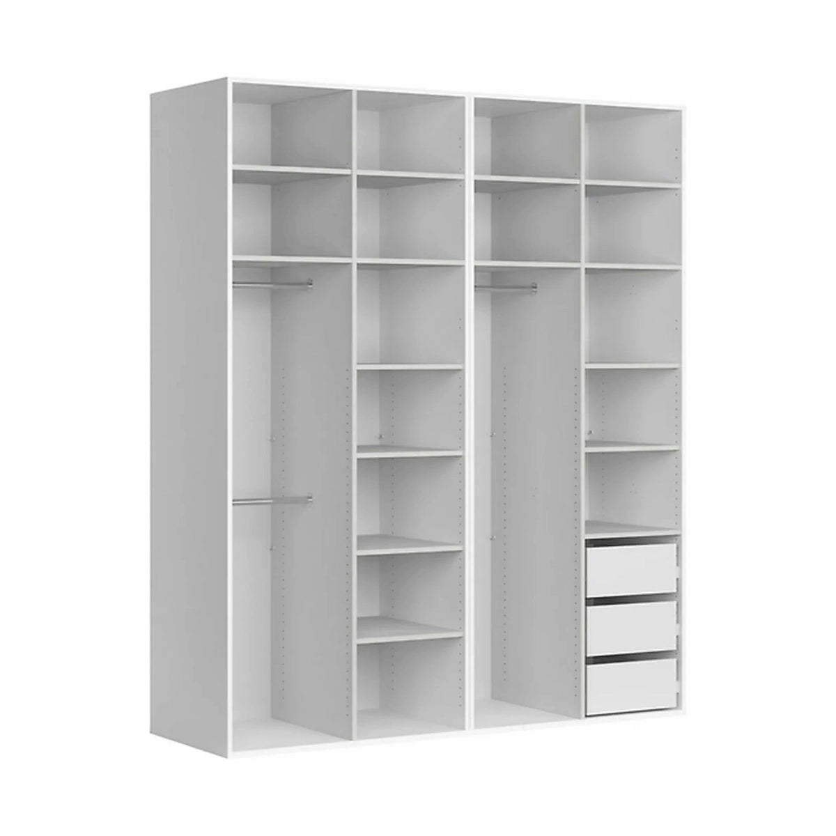 Dressing FLEX, alb/stejar, PAL, cu 4 usi, 200x66x240 cm