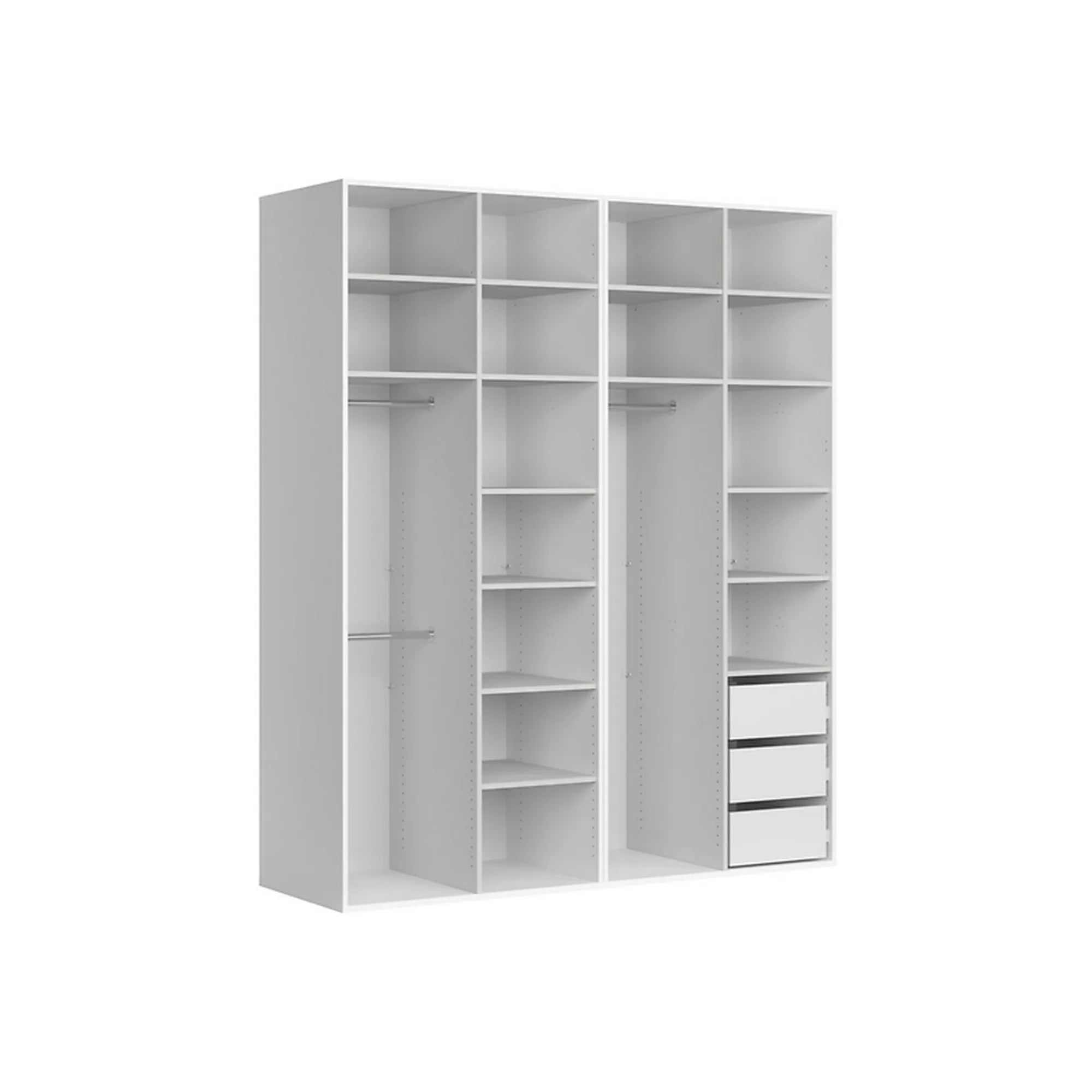 Dressing FLEX, alb/stejar, PAL, cu 4 usi, 200x66x240 cm