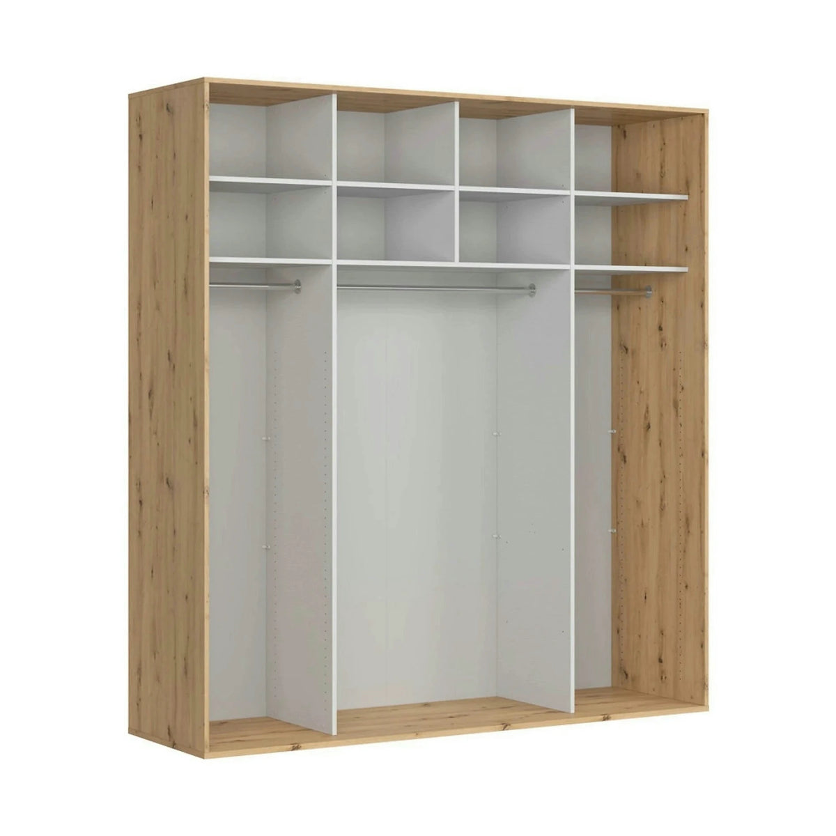 Dressing FLEX, casmir/stejar artisan, PAL, cu 2 usi glisante, 220x66x240 cm