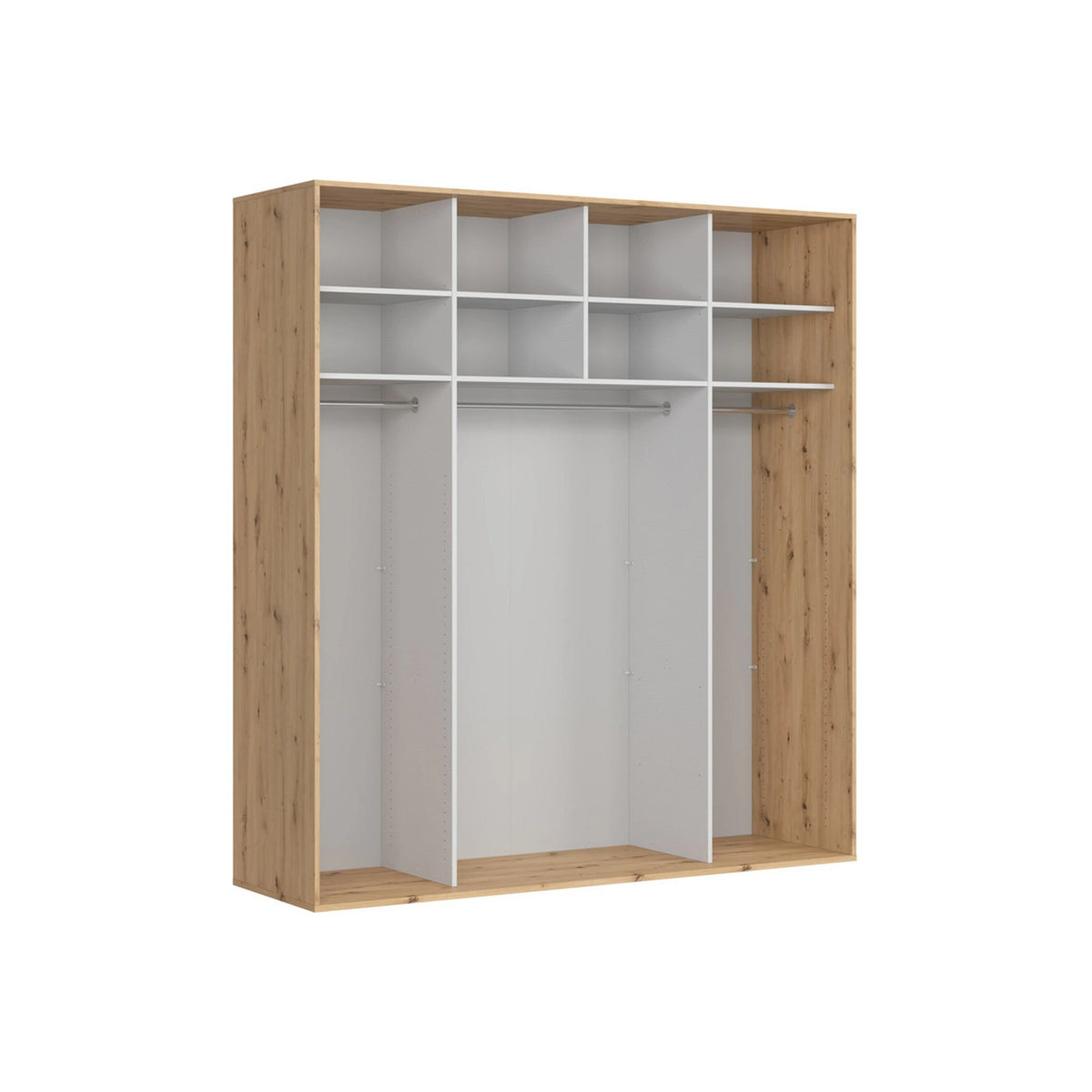 Dressing FLEX, casmir/stejar artisan, PAL, cu 2 usi glisante, 220x66x240 cm