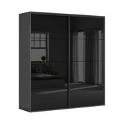 Dressing FLEX, gri grafit/negru lucios, PAL, cu 2 usi, 220x66x240 cm