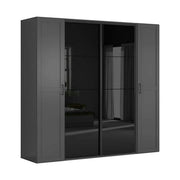 Dressing FLEX, gri grafit/negru lucios, PAL, cu 4 usi, 250x66x240 cm