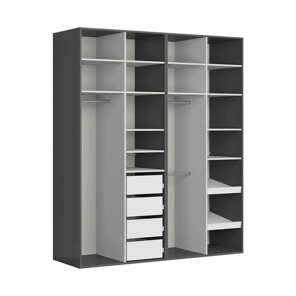 Dressing FLEX, gri grafit, PAL, cu 4 usi, 200x66x240 cm