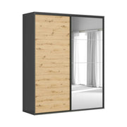 Dressing FLEX, gri grafit/stejar artisan, PAL, cu 2 usi, 200x66x240 cm