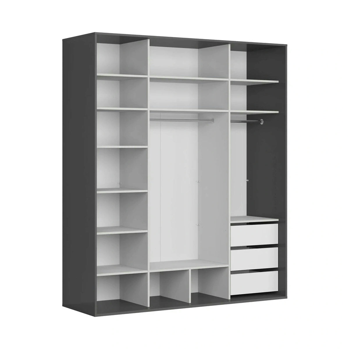 Dressing FLEX, gri grafit/stejar artisan, PAL, cu 2 usi, 200x66x240 cm