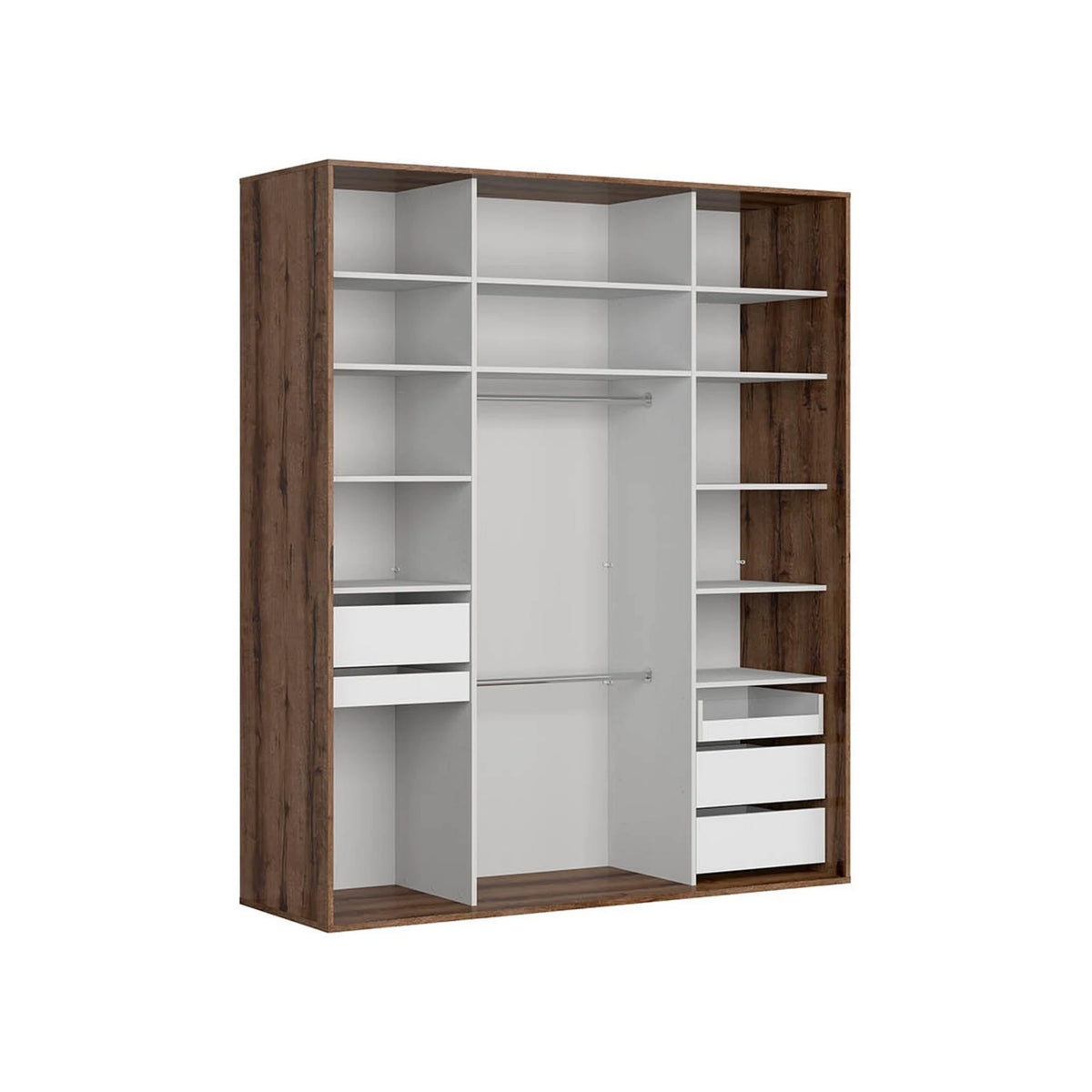 Dressing FLEX, stejar inchis/negru lucios, PAL, cu 2 usi glisante, 200x66x240 cm