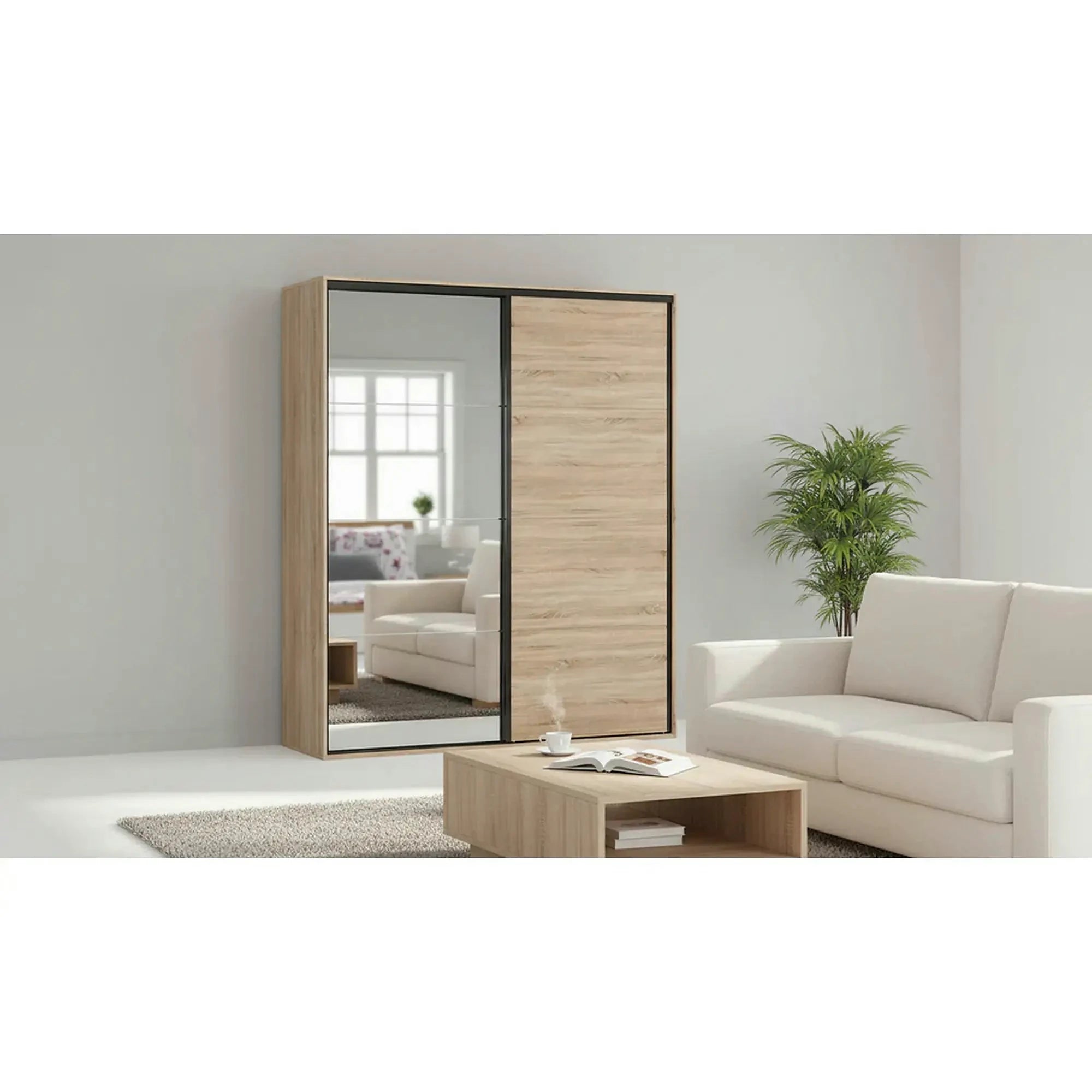 Dressing FLEX, stejar sonoma, PAL, cu 2 usi, 207x66x240 cm
