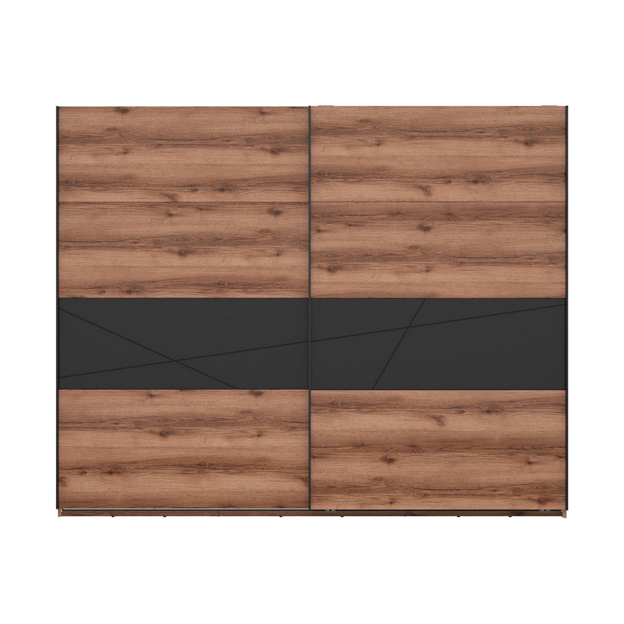 Dressing FORN, nuc/negru mat, PAL melaminat, cu 2 usi, 270x58x219 cm
