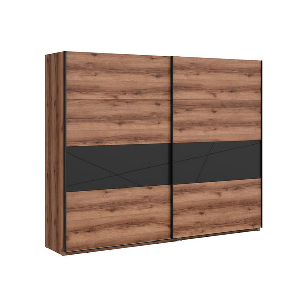 Dressing FORN, nuc/negru mat, PAL melaminat, cu 2 usi, 270x58x219 cm