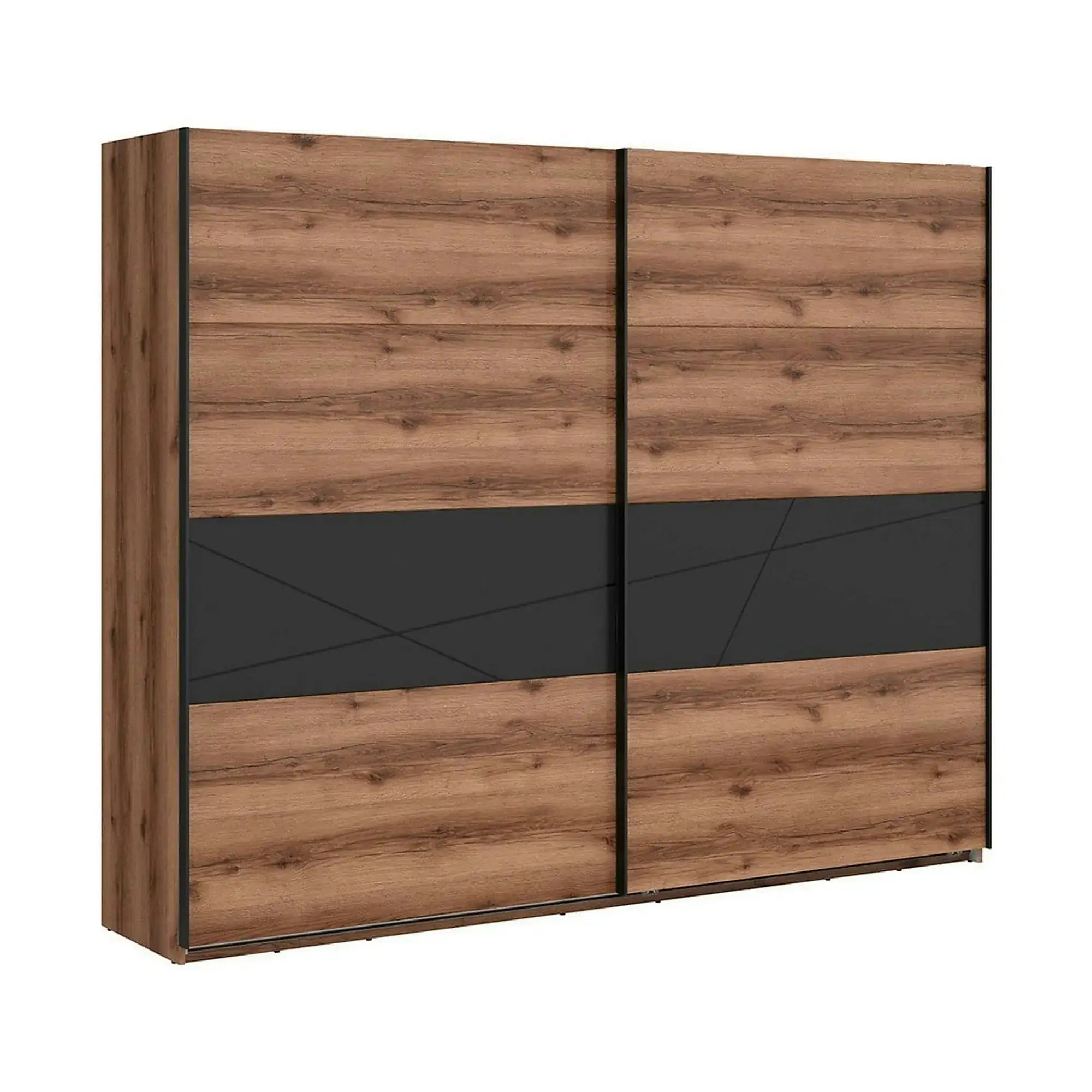 Dressing FORN, nuc/negru mat, PAL melaminat, cu 2 usi, 270x58x219 cm