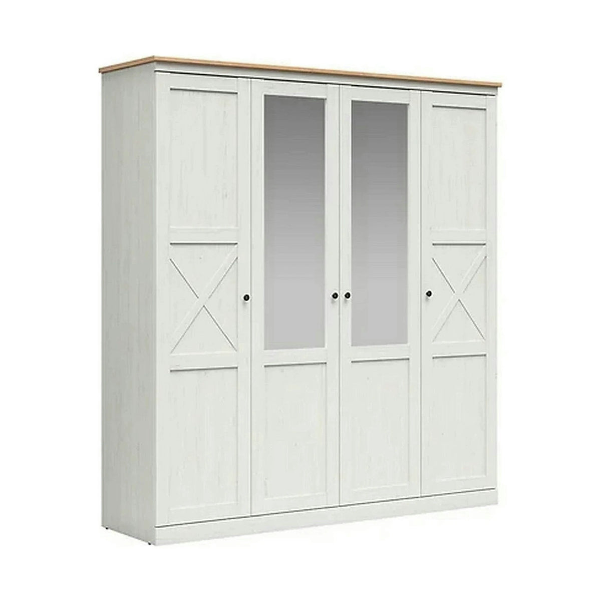 Dressing FRIJA, alb/stejar artisan, PAL melaminat, cu 4 usi, 203x58x220 cm