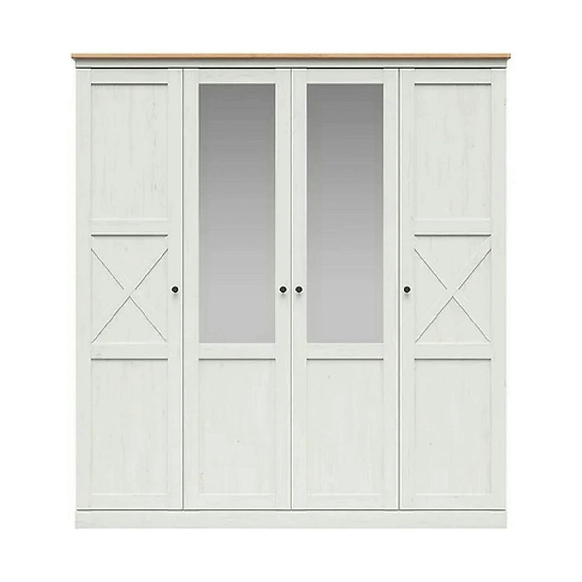 Dressing FRIJA, alb/stejar artisan, PAL melaminat, cu 4 usi, 203x58x220 cm